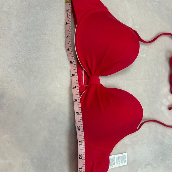 NWT Plunging Ruched One Piece Swimsuit Women Vibrant Red Medium Cupshe - Picture 15 of 16